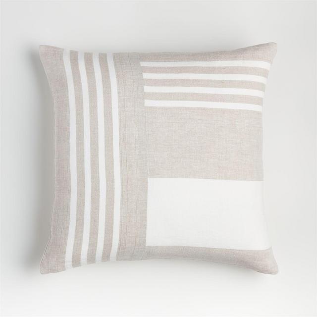 Flit 20" Pieced Grey Stripe Pillow with Feather-Down Insert