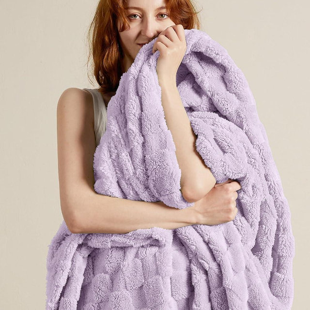 Bedsure Lavender Fog Fleece Blanket for Couch - Super Soft Cozy King Blankets for Women, Cute Small Throws for Girls, 108x90 Inches
