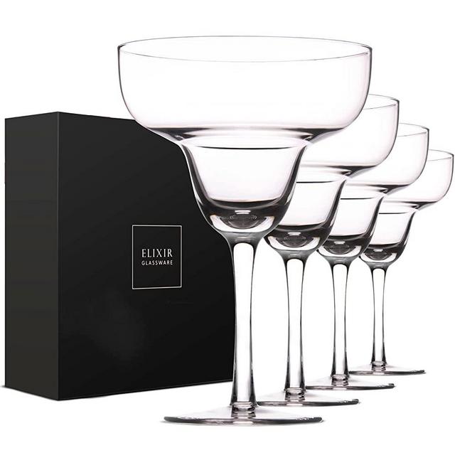ELIXIR GLASSWARE Crystal Margarita Glasses Set of 4 - 14.5 oz Cocktail Glasses in Gift Packaging - Gift for Wedding, Anniversary, Birthday, Christmas - Dishwasher Safe