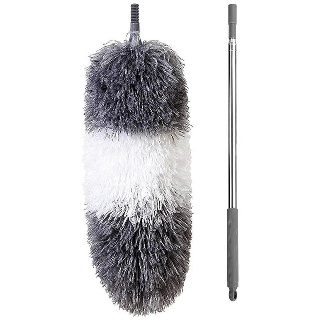 BOOMJOY Microfiber Feather Duster with Extendable Pole and Bendable Head, 100" Telescoping Duster for Cleaning Ceiling, Fan, Furniture