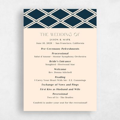 Deepest Teal, Blue Wedding Program - Diamant