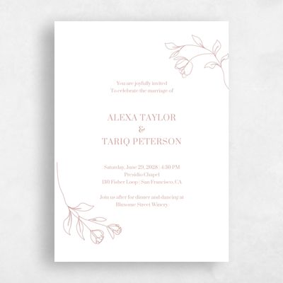 Dusty Rose, Pink Wedding Invitation - Maywood Classic Letterpress