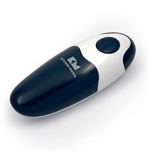 Kitchen Mama Electric Can Opener V2: Upgraded Blade Opens Any Can Shape - No Sharp Edge, Food-Safe, Handy with Lid Lift, Battery Operated Handheld Can Opener (Navy Blue)