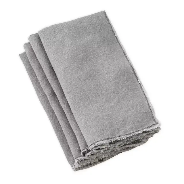 Saro Lifestyle Graciella Fringed Napkins in Grey (Set of 4)