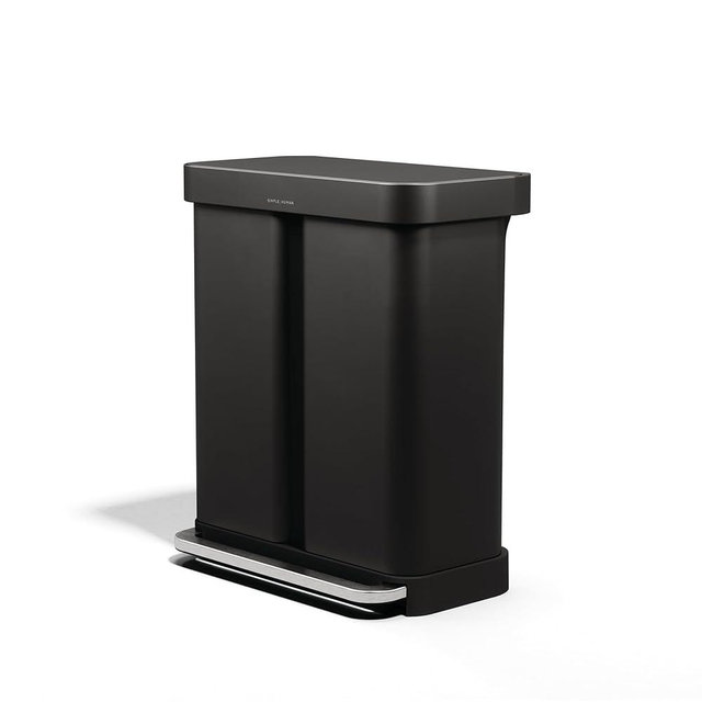 simplehuman 58L Liner Rim Rectangular Recycler, 24L+ 34L, Matte Black