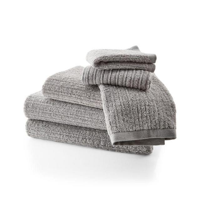 Ribbed Grey Towels, Set of 6