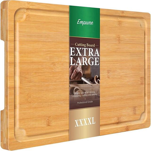4XLarge Cutting Board, 30" Bamboo Cutting Boards for Kitchen with Juice Groove and Handles Kitchen Chopping Board for Meat Cheese board Heavy Duty Serving Tray, 4XL, Empune