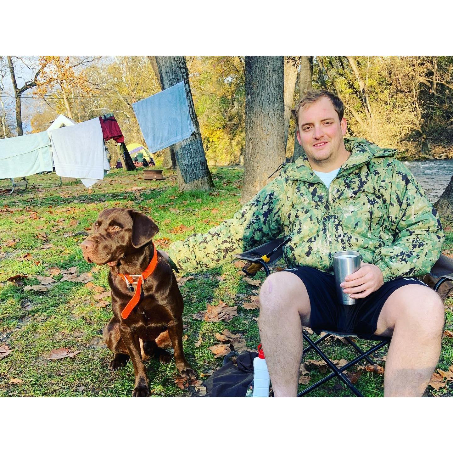 Happiest when camping with our furry four-legged son