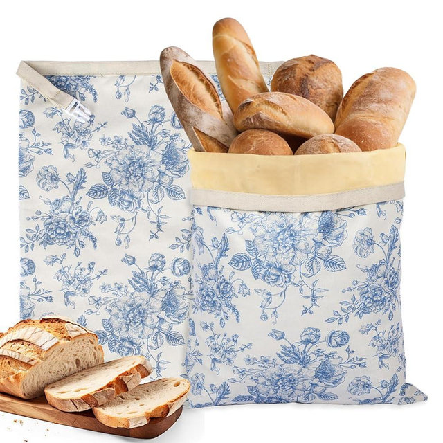 Reusable Beeswax Bread Bags for Homemade Bread & Sourdough, 2-Pack XL Airtight Food Storage Bags, Organic Cotton Linen Covers - Freezer-Friendly Freshness Preservation Keeps Fresh Longer