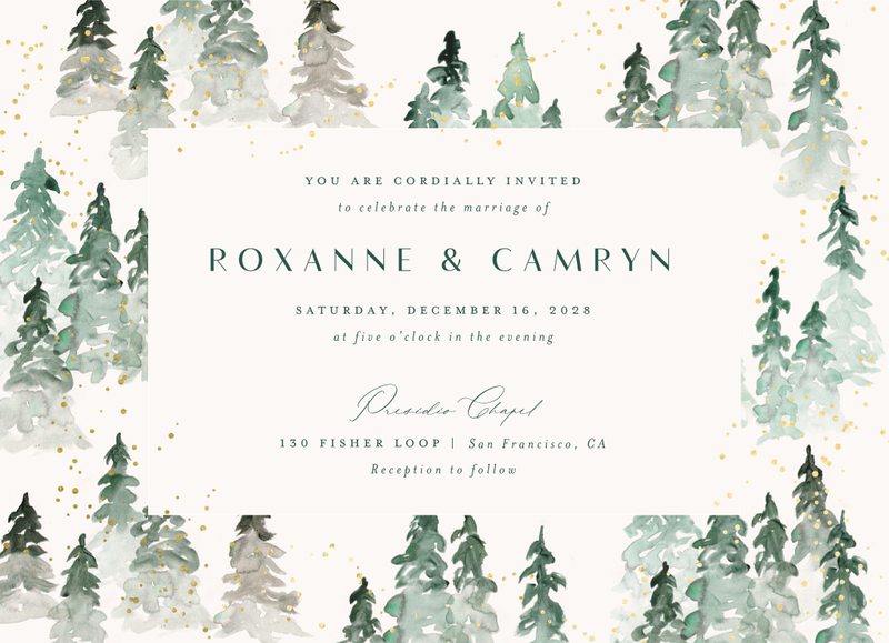 Spruce Landscape Foil | Off-White | Zola Wedding Invitations