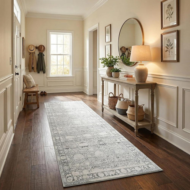 GRANNY SAYS Rug Runners for Hallways Non Slip, Washable Runner Rug for Kitchen Floor, Carpet Runner for Entryway, Laundry Room, Indoor, 2x6 Long Kitchen Rugs with Rubber Backing, Vintage Rug (Grey)