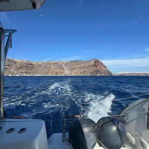 Half-Day Exclusive Catamaran Cruise in Santorini with Meal and Open Bar
