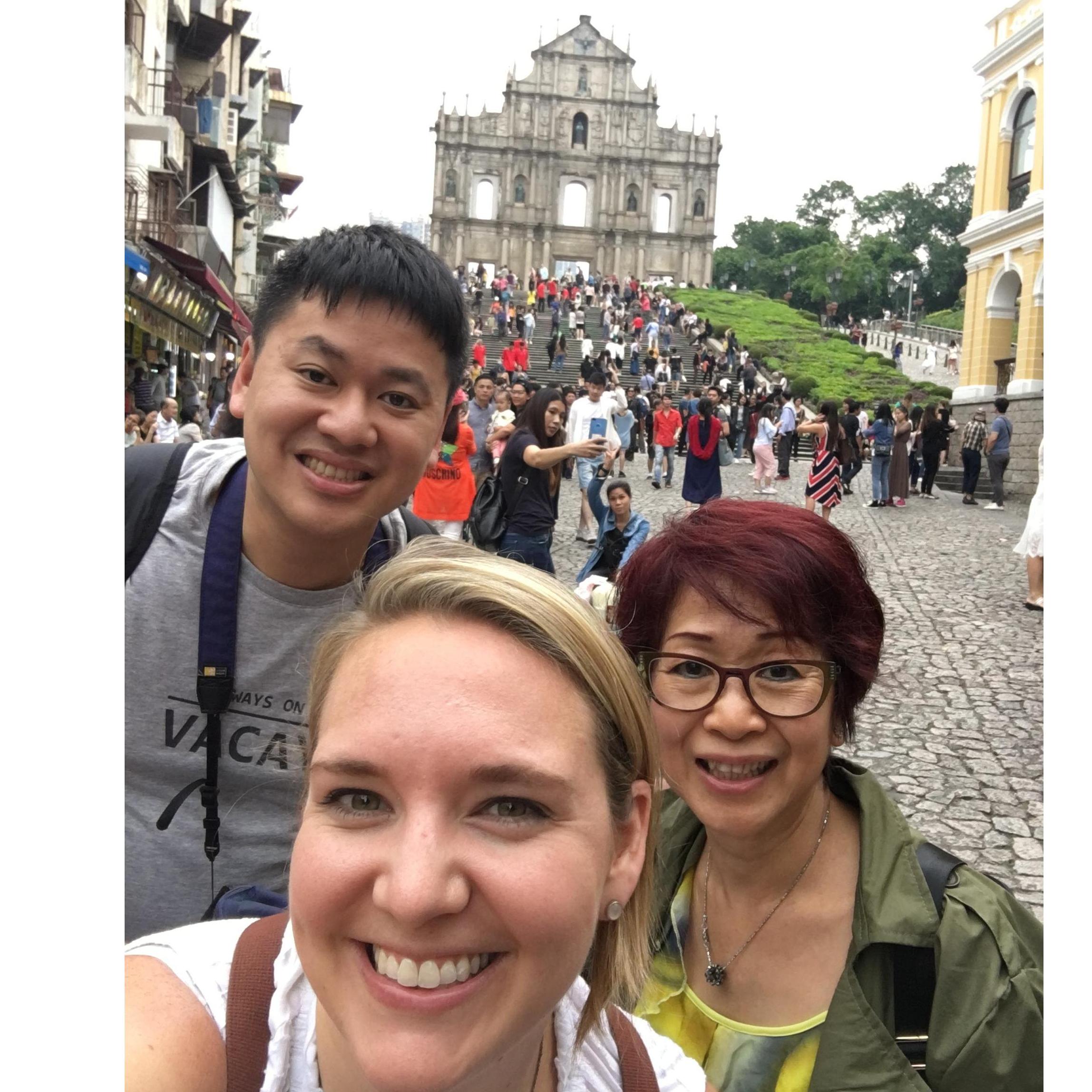 October 2018. Selfie in front of the Ruins of St. Paul's in Macau. Alan's parents vacationed in Macau and took a photo on these steps over 30 years ago.