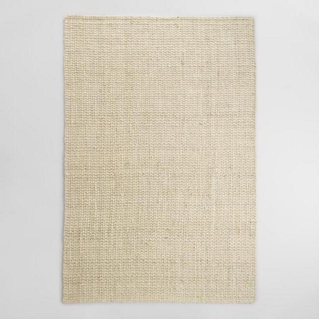 Bleached Ivory Basket Weave Jute Rug 8 x 10