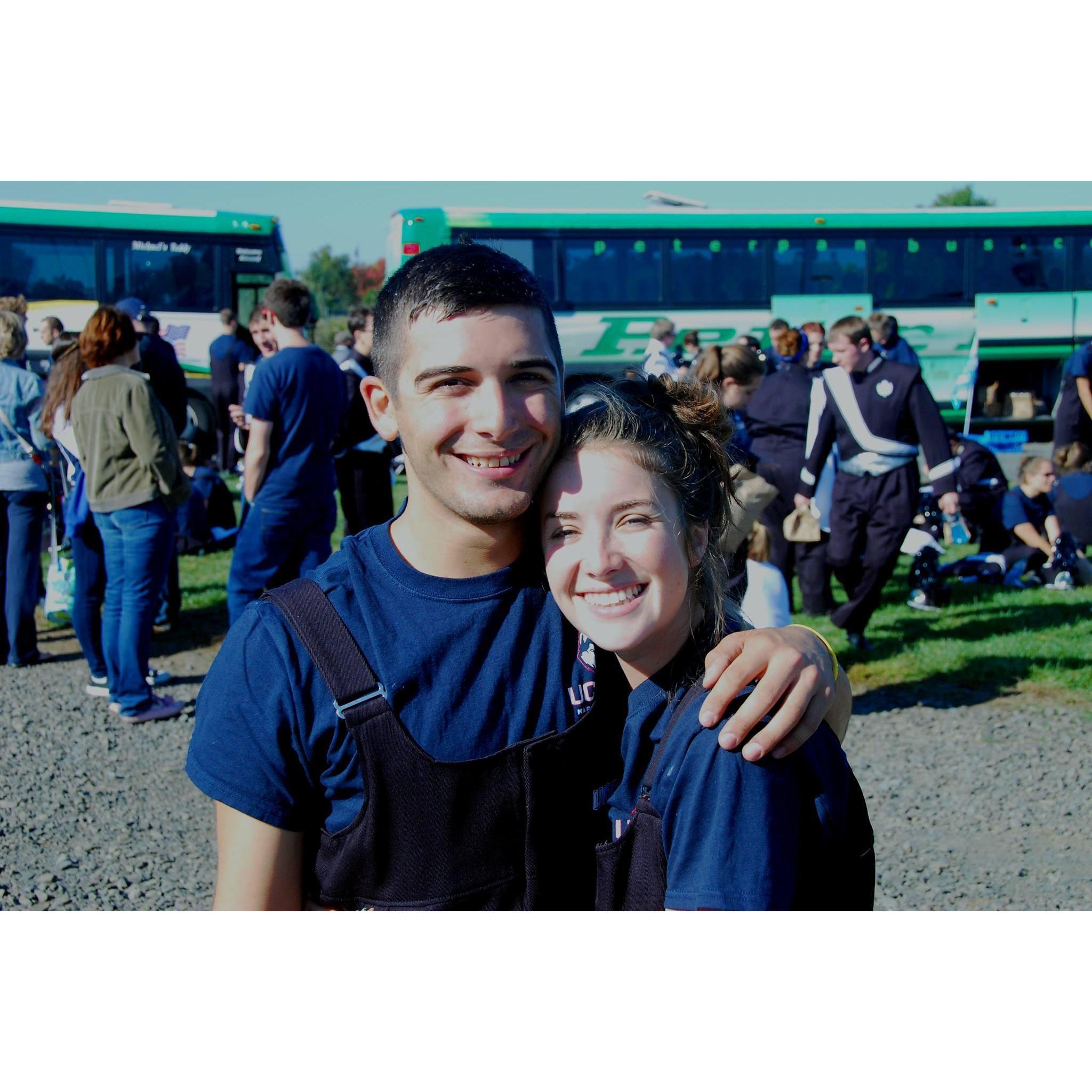 Right before a UCONN football game in our Marching Band overalls.