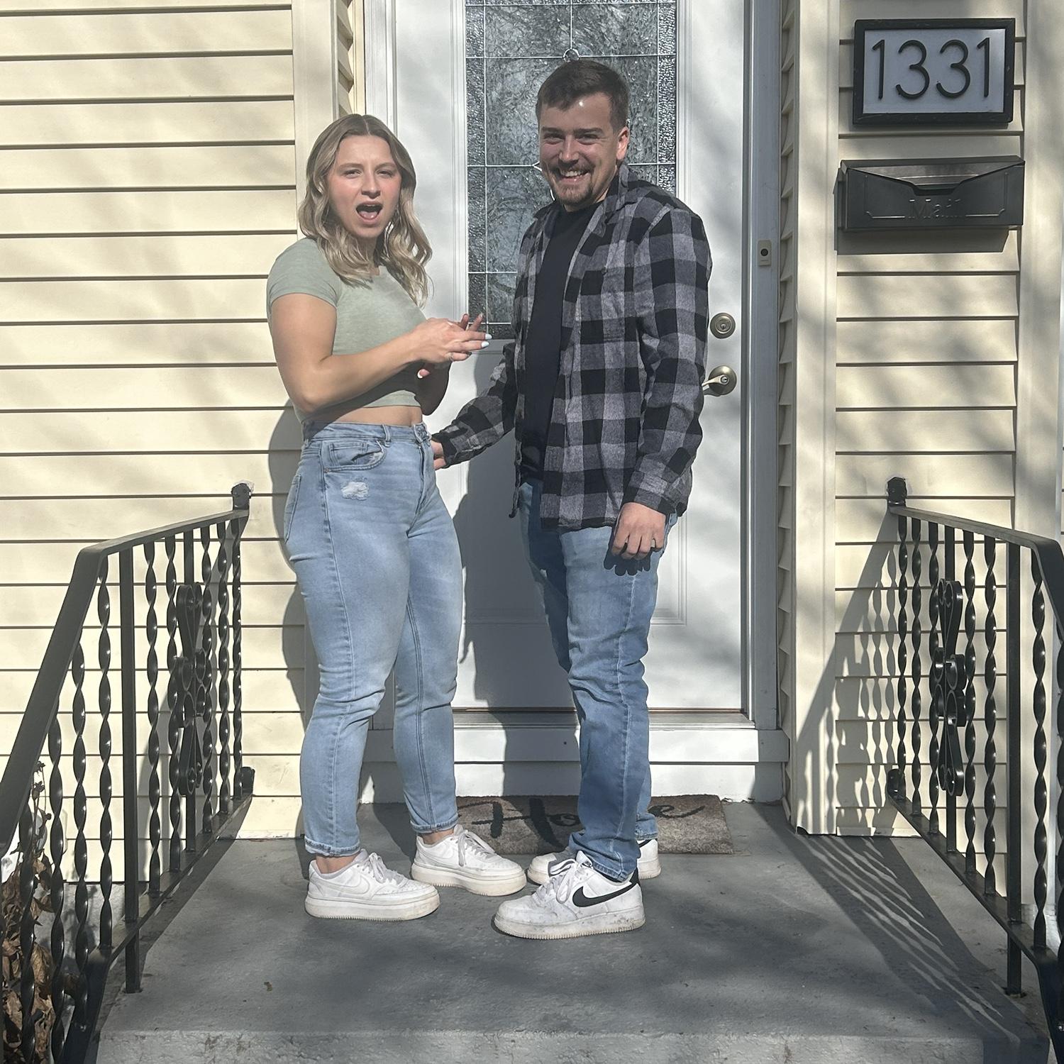 Ben decided taking pictures in front of our new house was the perfect time to pop the question! Can you tell someone was surprised? 11.17.2024