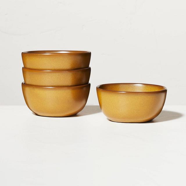 4pk Stoneware Exposed Rim Mini Bowl Set Gold - Hearth & Hand™ with Magnolia