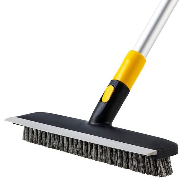 Yocada Floor Scrub Brush 55.9" Telescopic Handle 2 in 1 Scrape brush Stiff Bristle Shower Scrubber for Cleaning Patio Bathroom Garage Kitchen Wall Deck Tub Tile