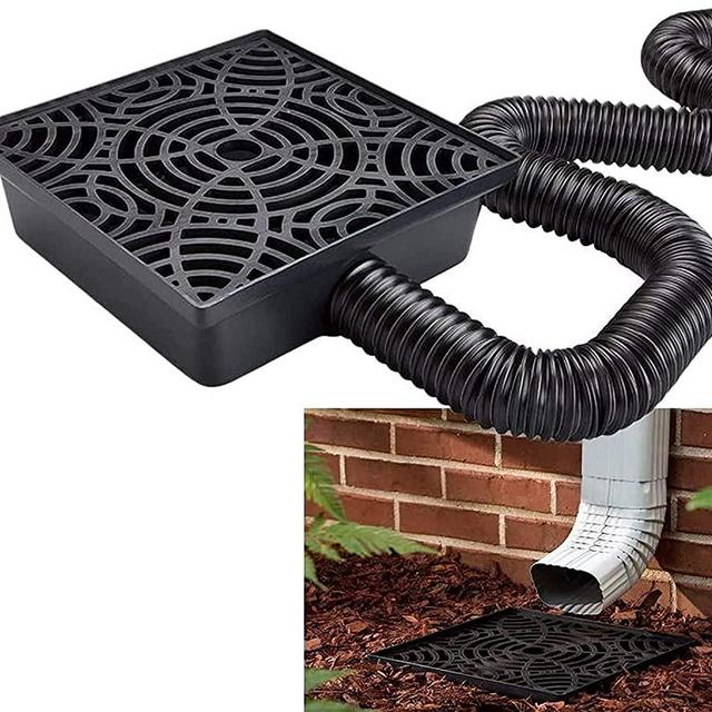 Wholesale Plumbing Supply 12-in. No Dig Low Profile Catch Basin Downspout Extension Kit, Black