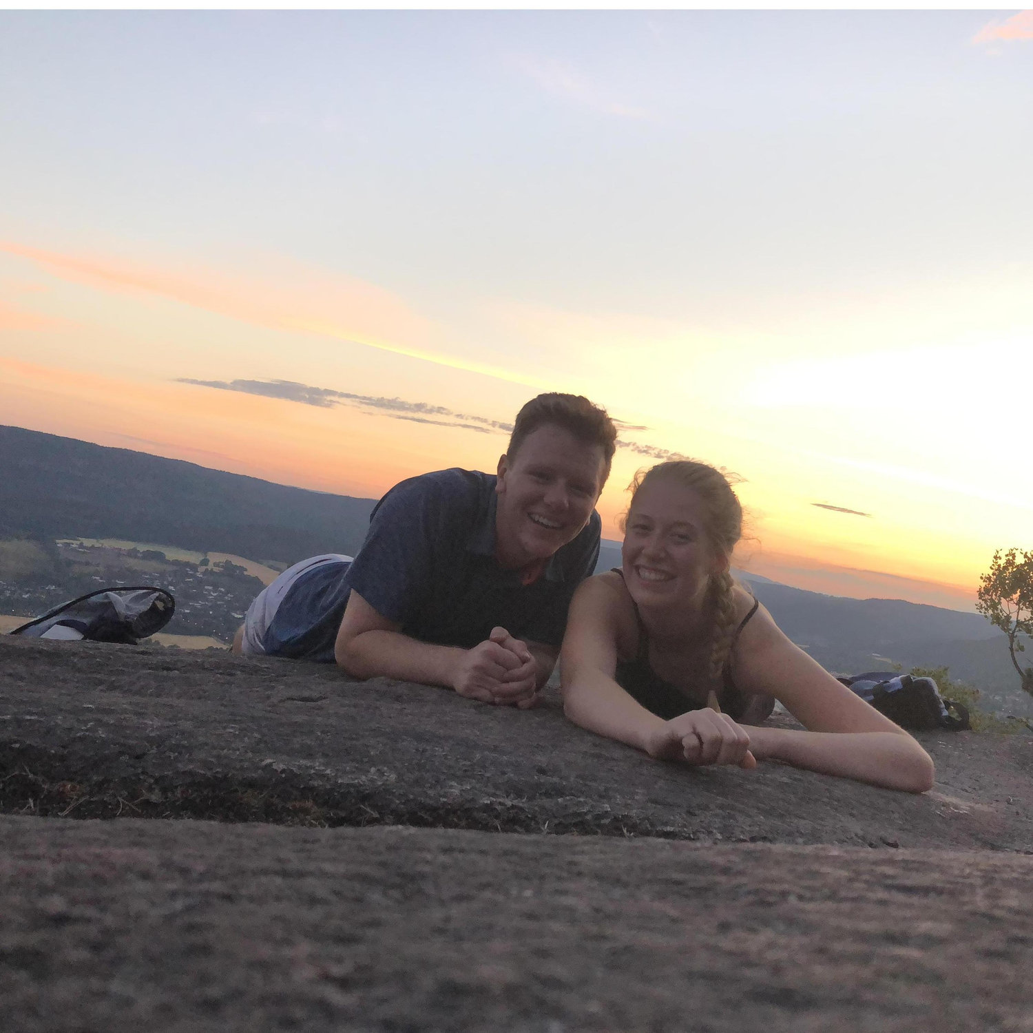 Taken just moments before Peter proposed! The ring was burning a hole in his drawstring backpack all day :)