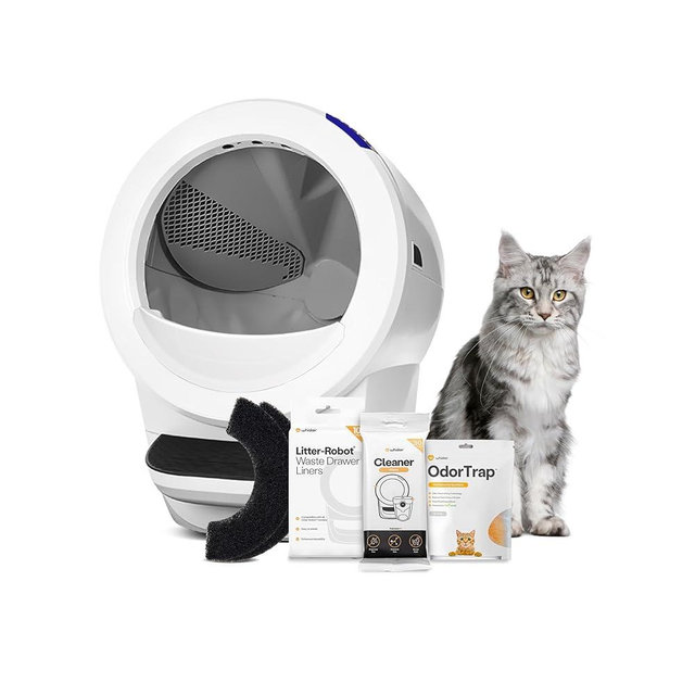 Litter-Robot 4 Supply Bundle by Whisker, White - Automatic, Self-Cleaning Cat Litter Box, WiFi Enabled, Includes Litter-Robot 4, 3 OdorTrap Refills, 10 Liners, 30 Cleaner Wipes, & 2 Carbon Filters