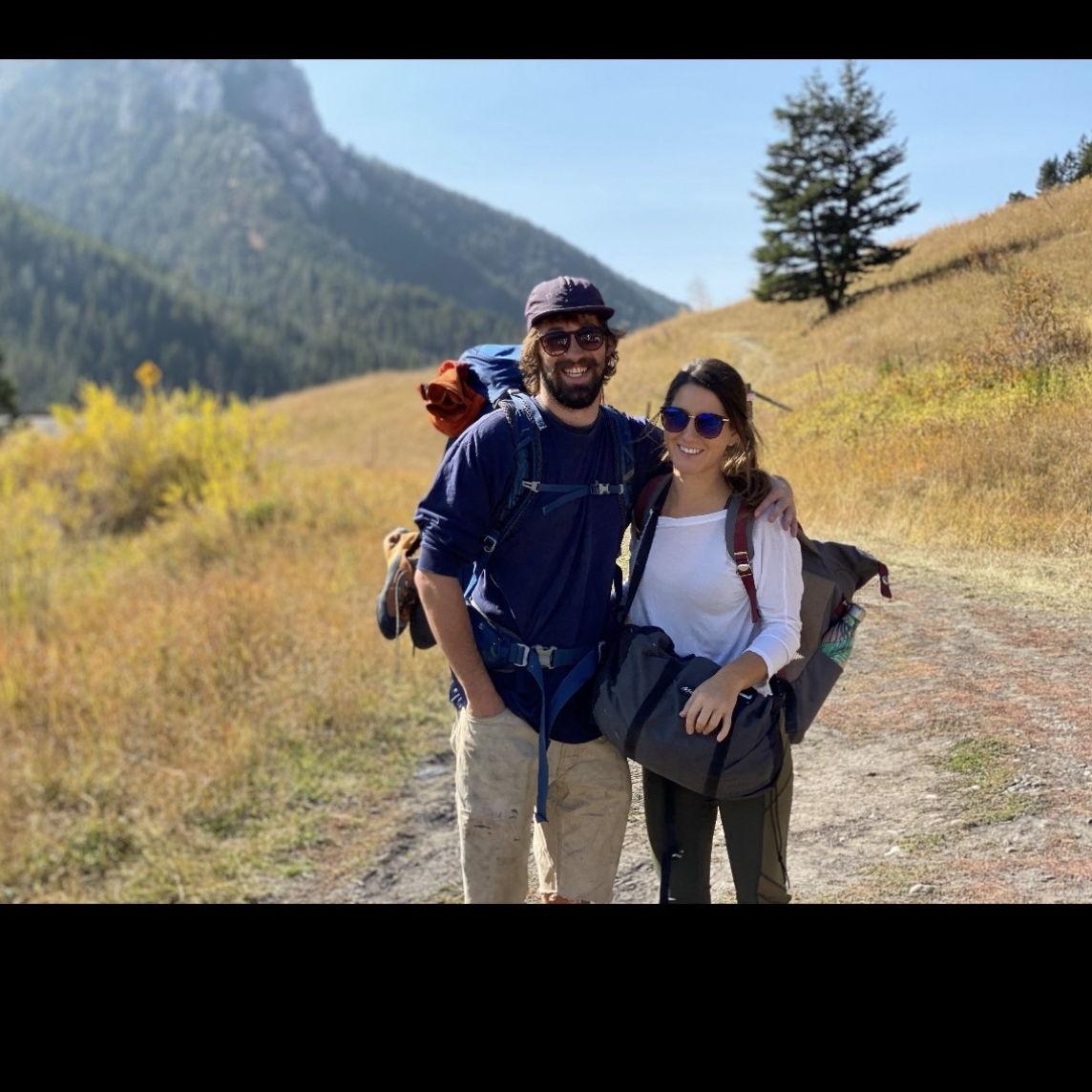 Kat tiptoeing into Spencer's world of rock climbing