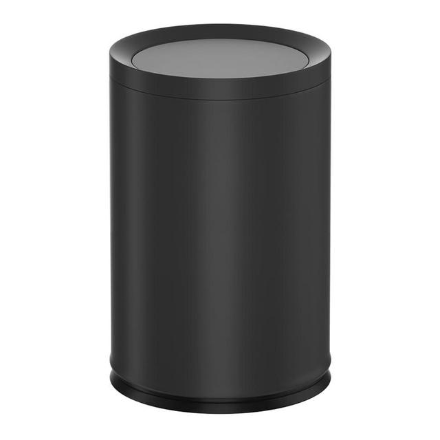 YOJIA 9L/2.3 Gallon Metal Trash Can with Lid,Garbage Can with Removable Inner,Trash Bin for Bathroom,Living Room,Office,Bank (9L-Black)