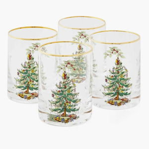 Spode Christmas Tree Set of 4 Lowball Glasses