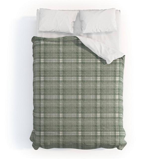 King Little Arrow Design Co Fall Plaid Comforter Set Sage Green - Deny Designs