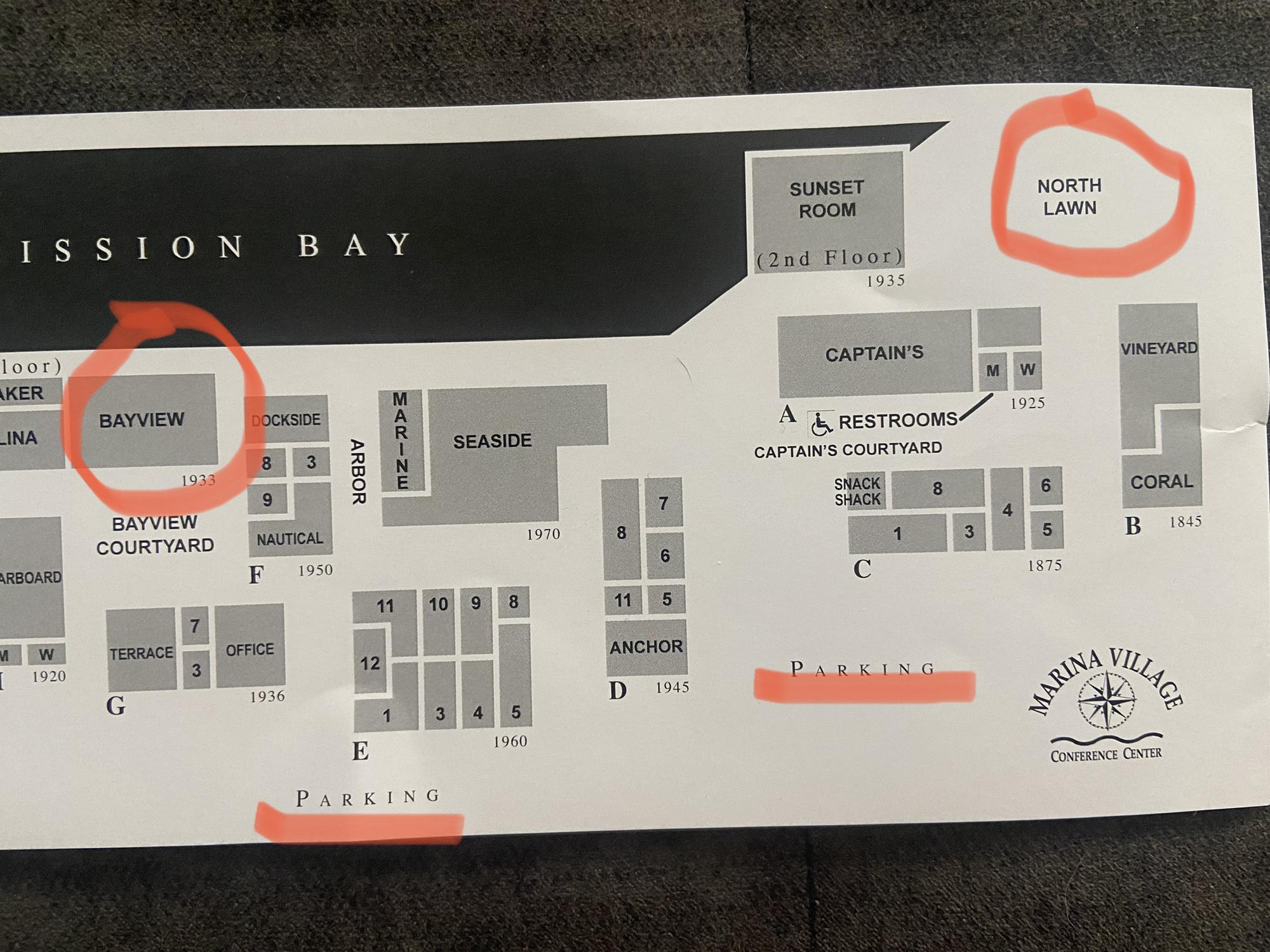 Here’s a photo of the grass lawn where the ceremony will be held and the reception room.