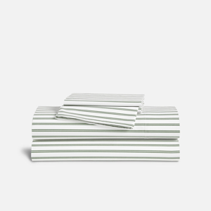 Luxe Sateen Core Sheet Set - Queen | Tandem Stripe in Fresh Moss
