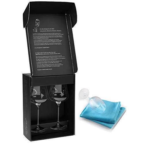 Bundle - 2 items: Gabriel-Glas - Set of 2 - Austrian Crystal Wine Glass -"StandArt" Edition, Microfiber Wine Glass Towel