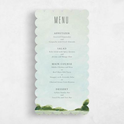 Green Scalloped Wedding Menu - Whitaker