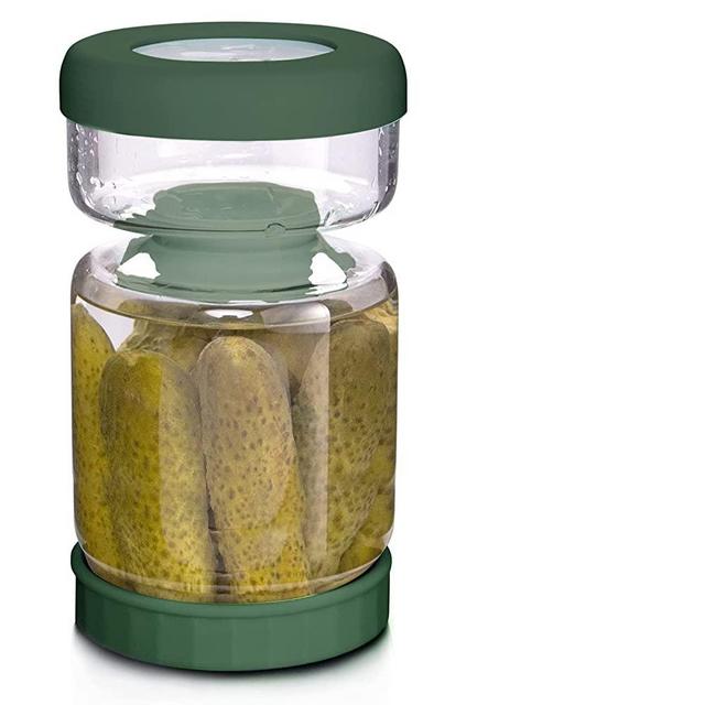 WhiteRhino Glass Pickle Jar,34oz Olive Hourglass Jar with Strainer, Airtight Glass Jar Hourglass Pickle Juice Separator Jar for Olives,Pickle Flip Jar Ideal for Pickle,Olive and Jalapenos