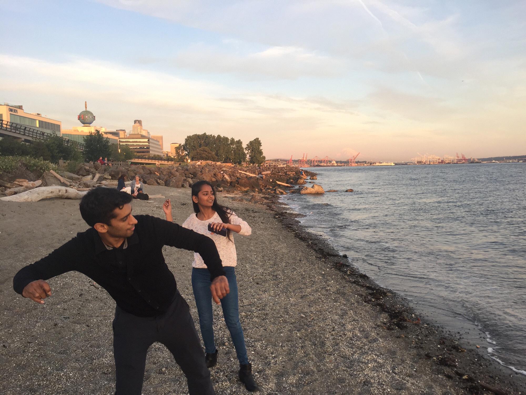 (Summer 2017) Avi teaching Kinjal how to skip stones...