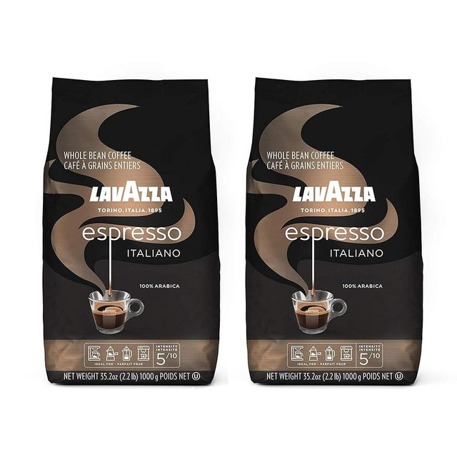 Lavazza Caffe Espresso Italiano Whole Bean Coffee Blend, Medium Roast, 2.2-Pound Bag (Pack of 2)