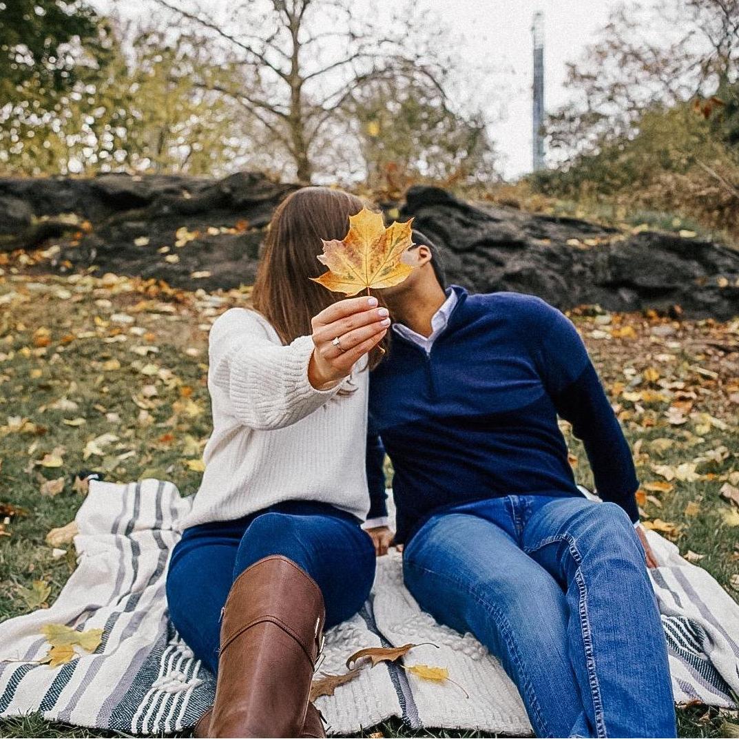 Engagement photo in Central Park, November 2019