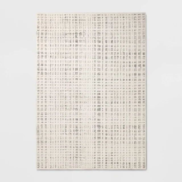 7'x10' High Low Grid Area Rug Taupe/Cream/Gray - Threshold™