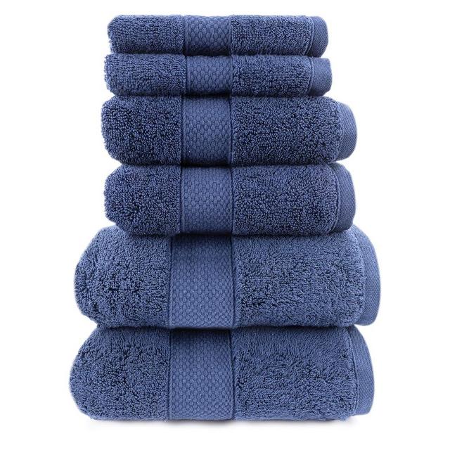 Maisonette Loft Egyptian Cotton Turkish Bathroom Towels Set, Soft & Absorbent, Ideal Quick Dry Luxury Hand & Large Bath Towels, Washcloths (6 Pack), Navy