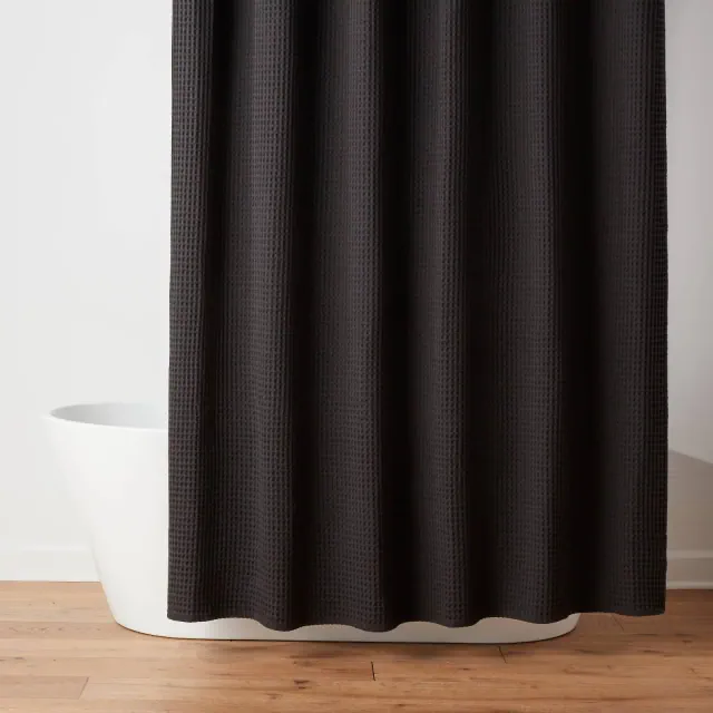 72"x84" Extra Long Waffle Weave Shower Curtain Black - Threshold™