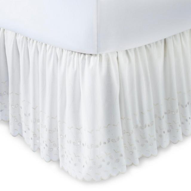Ivory Eyelet 14" Bed Skirt (Queen)
