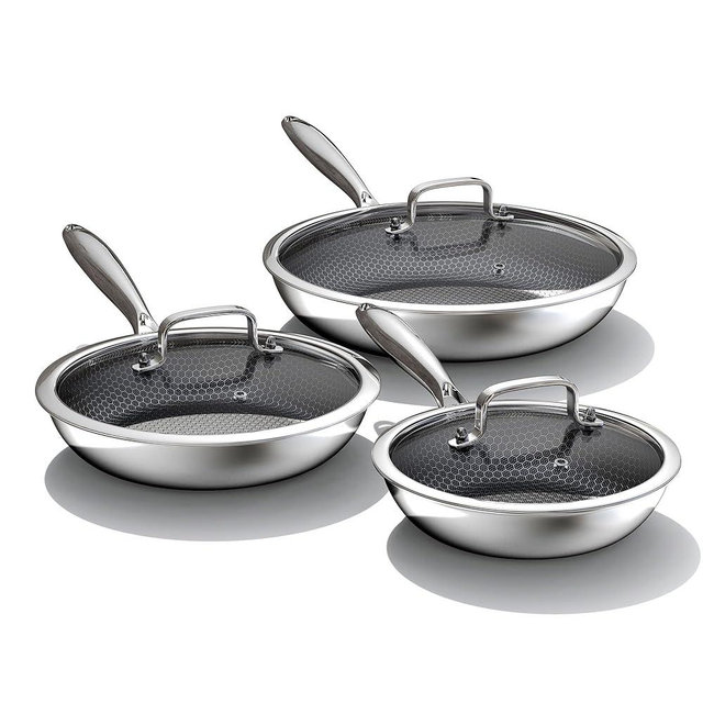 Bielmeier Advanced Nonstick Ceramic Cookware Set - Hybrid Tech, 8,10,12 Inch Frying Pans with Lids, PFAS-Free, Compatible with All Cooktops