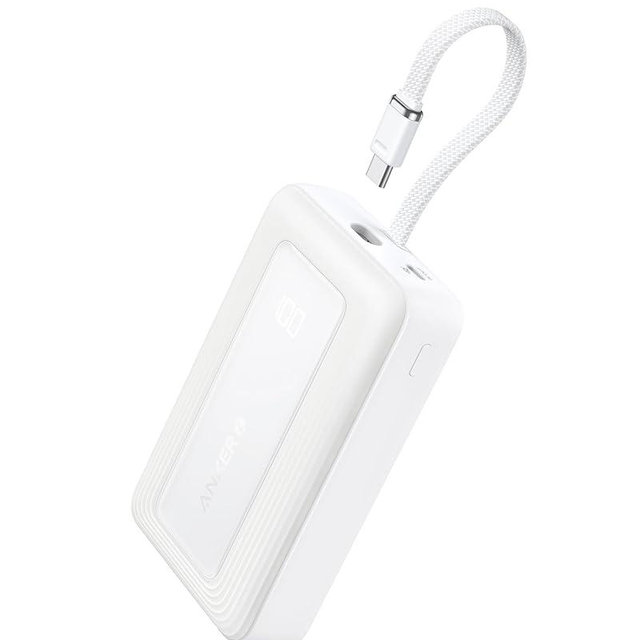 ANKER Zolo Power Bank, 20,000mAh 30W High-Speed Portable Charger with with Built-in C Cable, USB-C&A, Battery Pack for iPhone 16/15/15 Pro/15 Pro Max/15 Plus, MacBook, Galaxy, and More