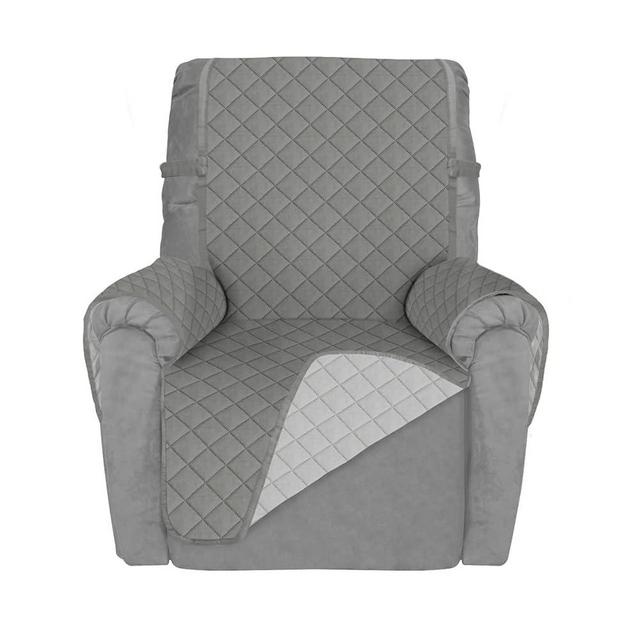 Deeky Recliner Chair Covers for Small Recliners, Slipcovers, Couch Sofa Covers for Dogs Pets Reversible Water Resistant Furniture Covers with Elastic Straps, Gray/Light Gray