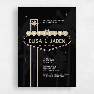 Black Wedding Invitation - Vegas Classic