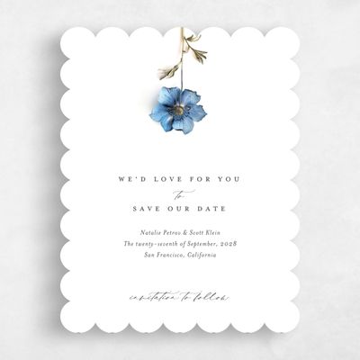 Blue Scalloped Wedding Save the Date - Spiga Portrait