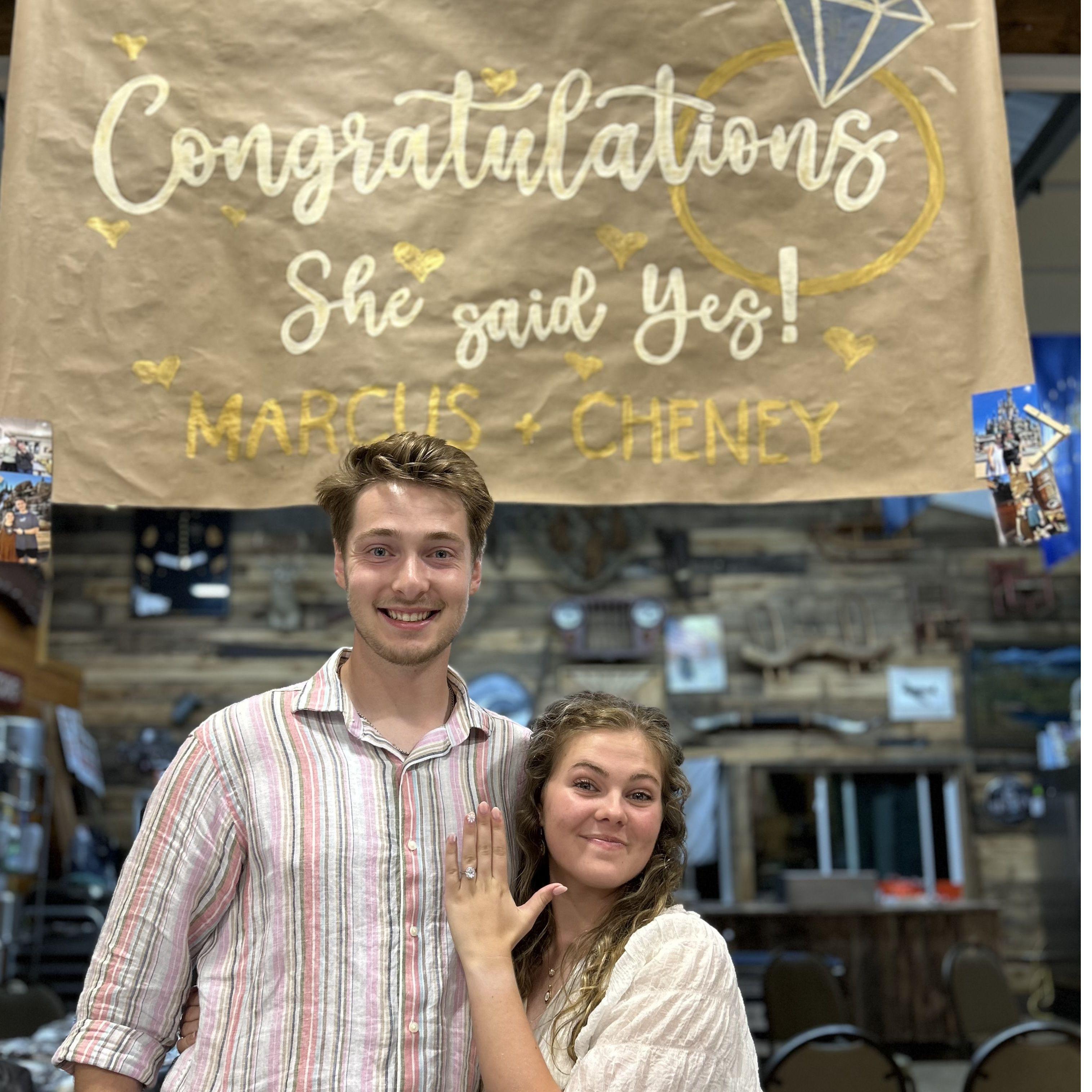 Little did Cheney know that she helped organize and set up her own engagement party. It was thrown in with a mission trip fundraiser that was a barn dance.