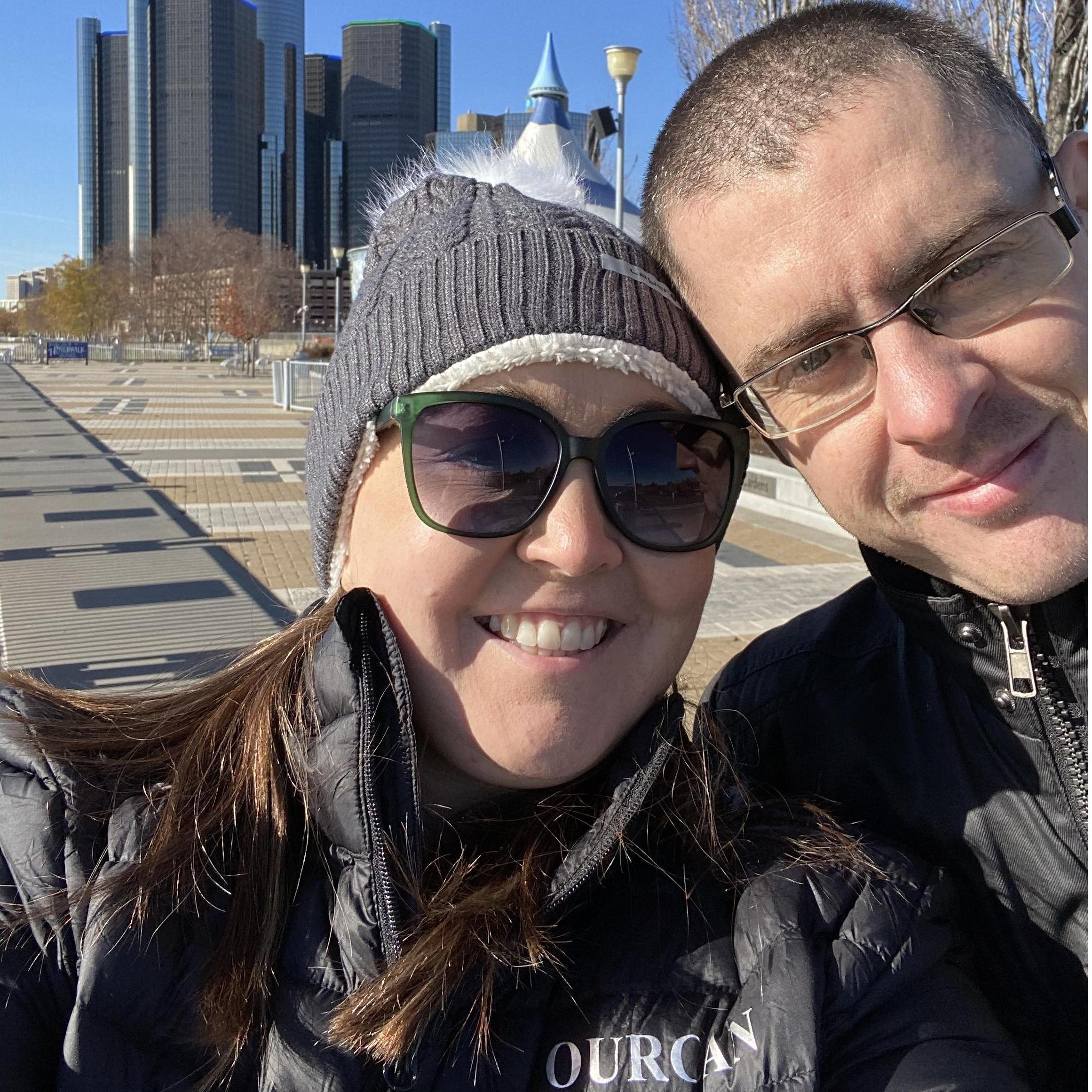 Walking in Downtown Detroit.