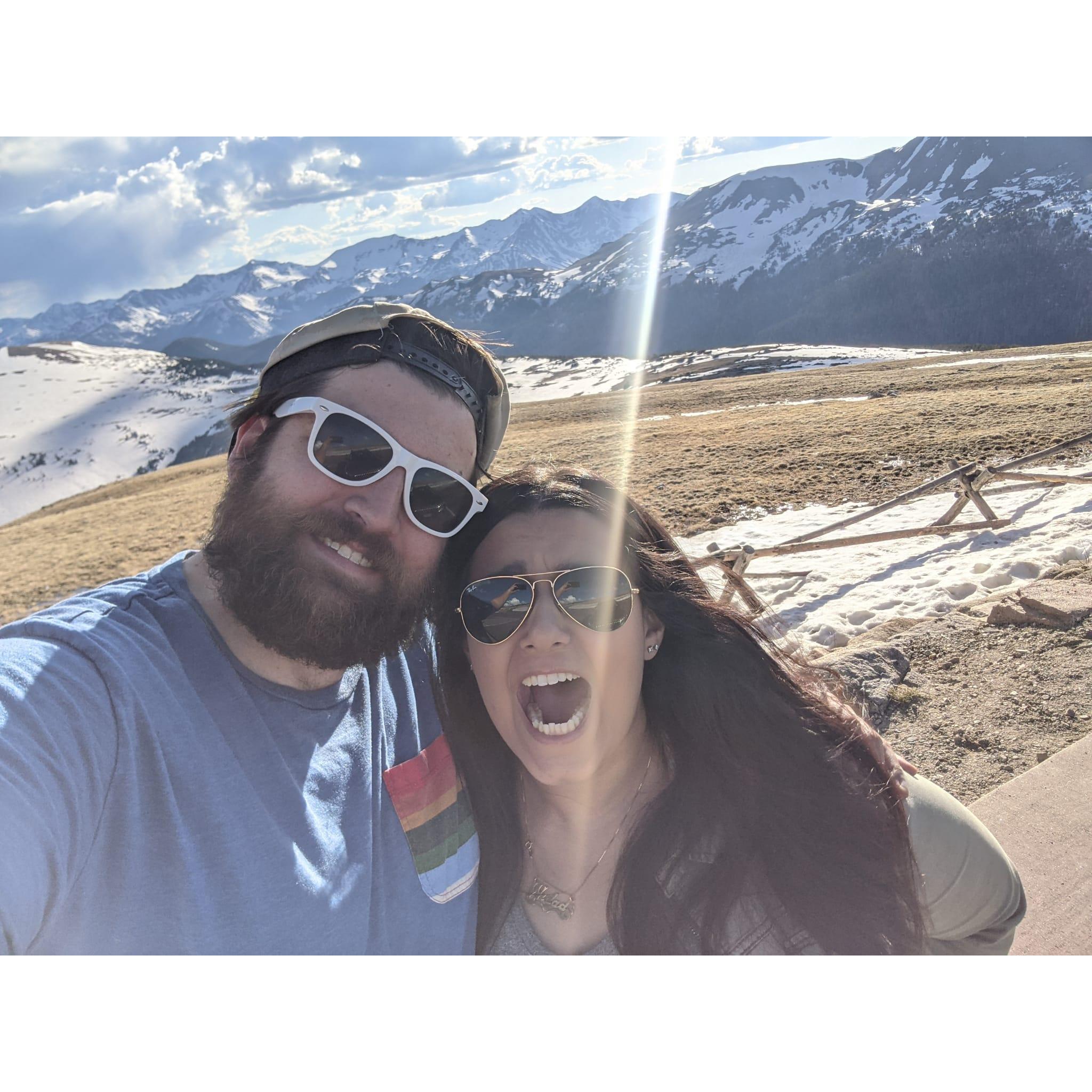 Nick guilted me into taking a photo to commemorate my first drive on Trail Ridge. I made my feelings known.