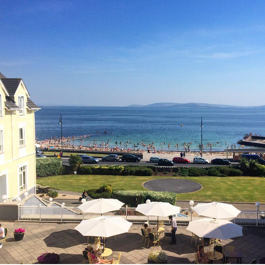 Galway Bay Hotel Terrace with a beautiful view of the Galway Bay and beaches.